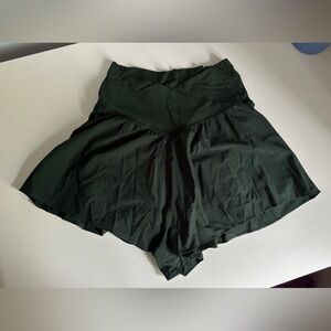 aerie High-Waist Dark Green Flowy Athletic Shorts